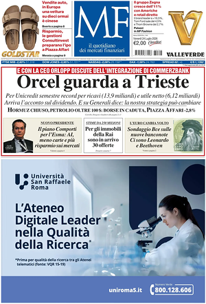 Prima pagina MF Milano Finanza di oggi - Quotidiano finanza