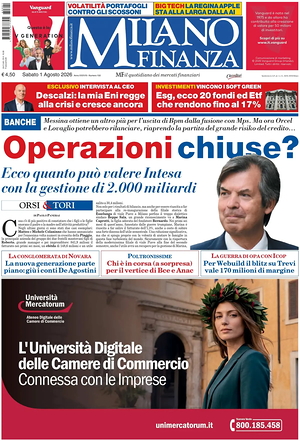 Prima pagina MF Milano Finanza di oggi - Quotidiano finanza