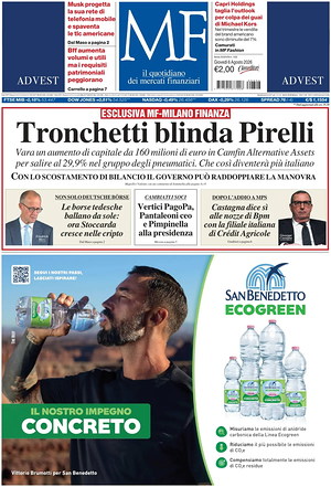 Prima pagina MF Milano Finanza di oggi - Quotidiano finanza