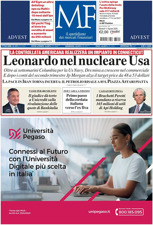 Prima pagina MF Milano Finanza di oggi - Quotidiano finanza