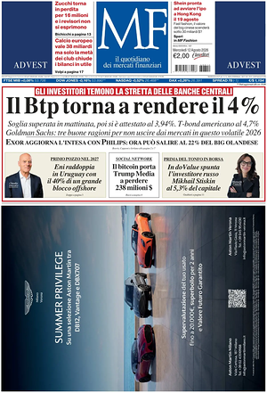Prima pagina MF Milano Finanza di oggi - Quotidiano finanza
