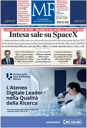 Prima pagina MF Milano Finanza di oggi - Quotidiano finanza