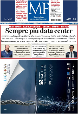Prima pagina MF Milano Finanza di oggi - Quotidiano finanza