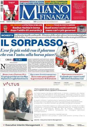 Prima pagina MF Milano Finanza di oggi - Quotidiano finanza