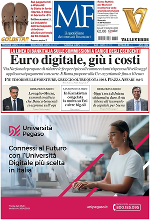 Prima pagina MF Milano Finanza di oggi - Quotidiano finanza