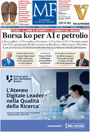 Prima pagina MF Milano Finanza di oggi - Quotidiano finanza