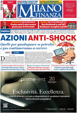 Prima pagina MF Milano Finanza di oggi - Quotidiano finanza