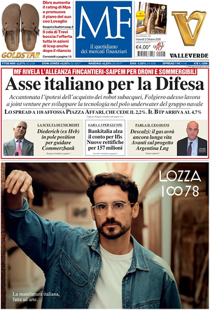 Prima pagina MF Milano Finanza di oggi - Quotidiano finanza