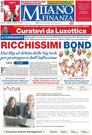 Prima pagina MF Milano Finanza di oggi - Quotidiano finanza