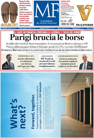 Prima pagina MF Milano Finanza di oggi - Quotidiano finanza