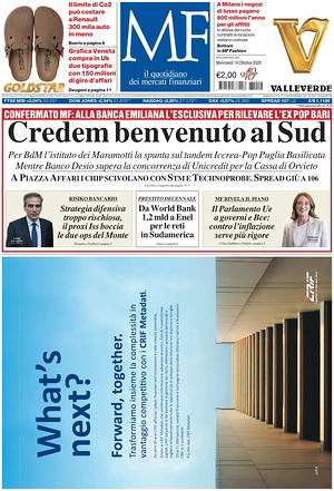 Prima pagina MF Milano Finanza di oggi - Quotidiano finanza