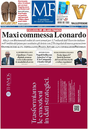Prima pagina MF Milano Finanza di oggi - Quotidiano finanza