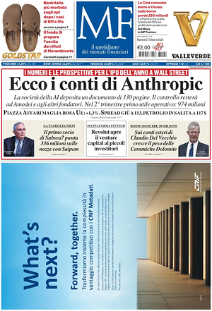 Prima pagina MF Milano Finanza di oggi - Quotidiano finanza