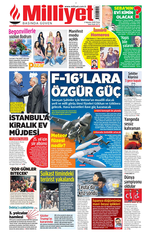 Bugünkü Milliyet manşeti ve ilk sayfası - ulusal gazetesi