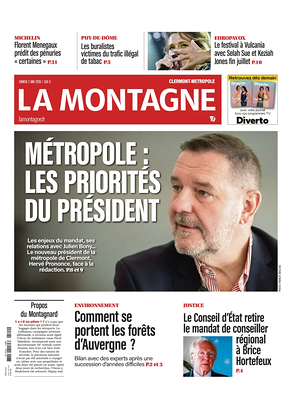 Une de La Montagne (Clermont-Métropole) du jour - Journal régional