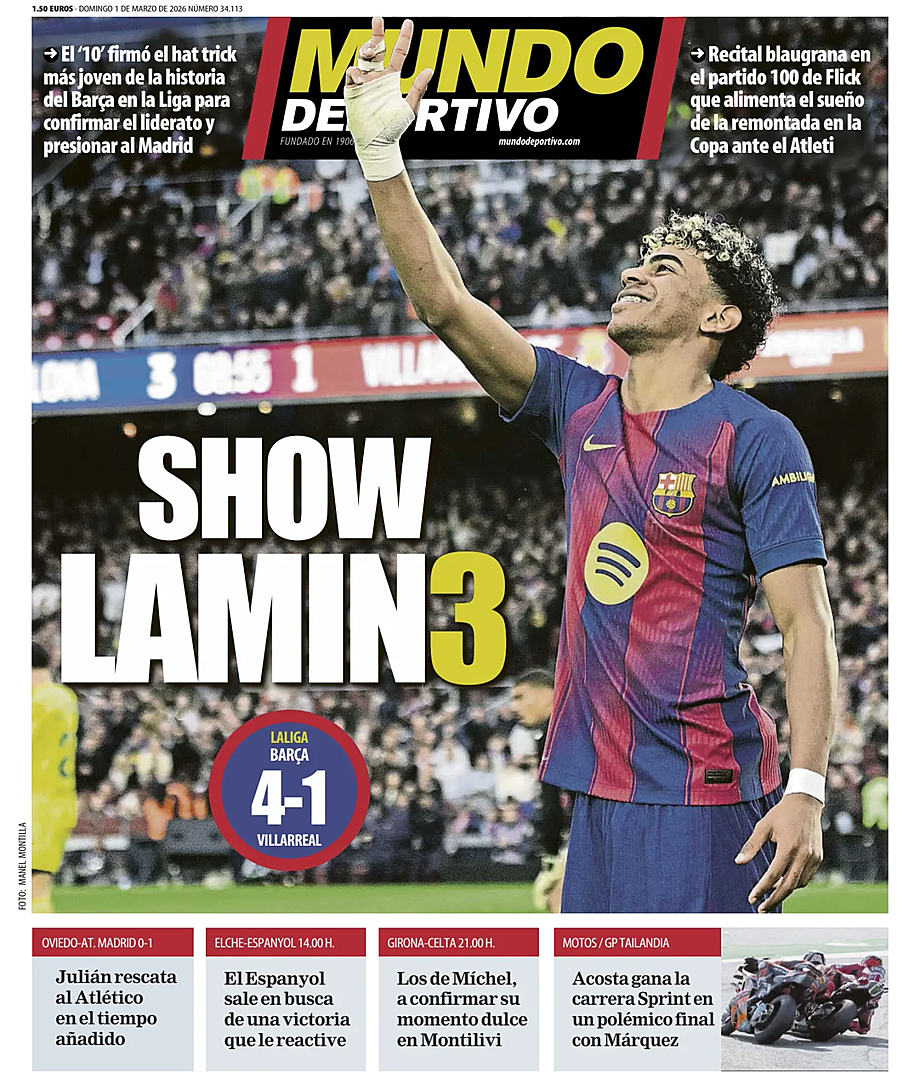 Prima pagina Mundo Deportivo di oggi - Edicola 1 Marzo 2026
