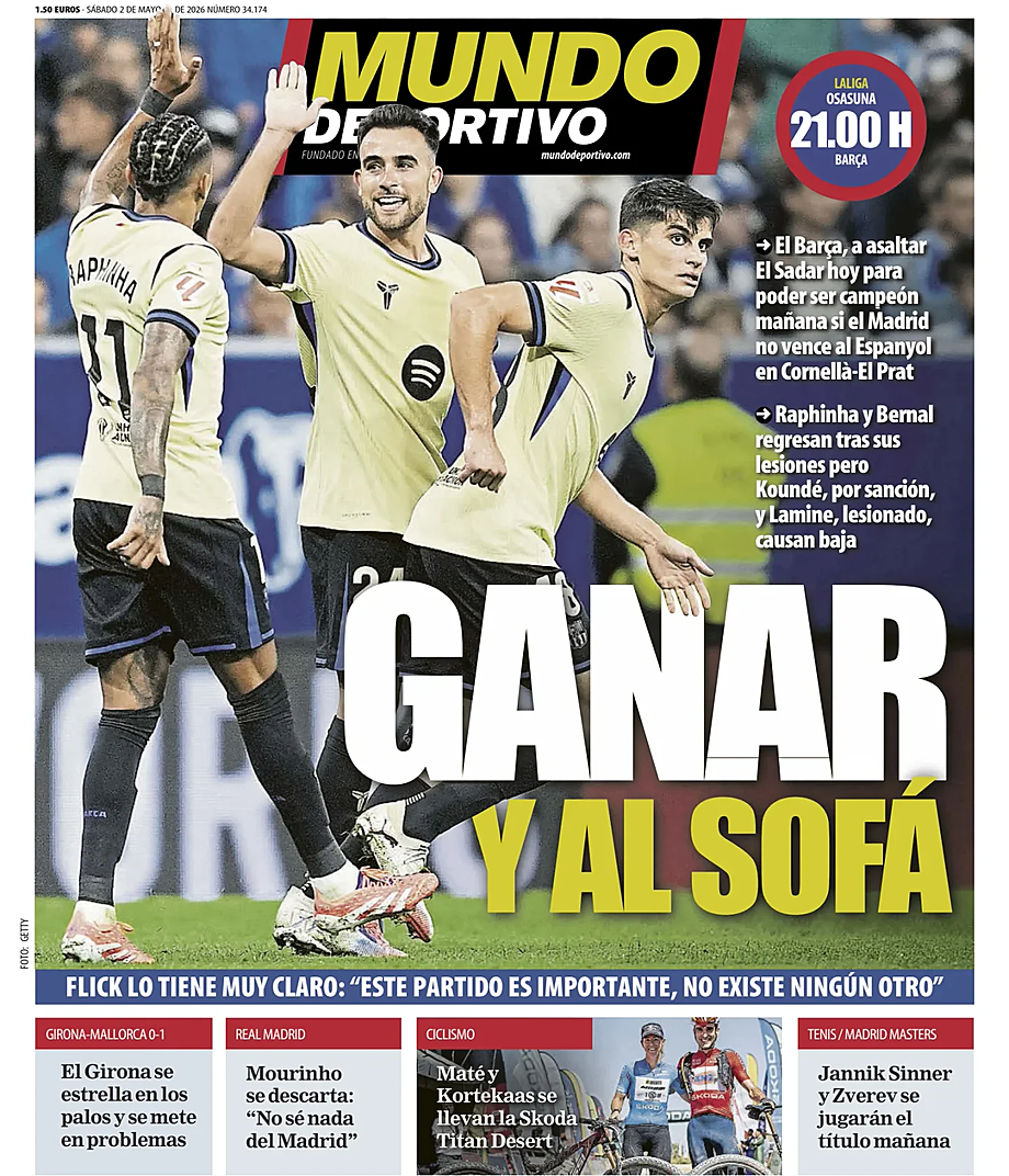 Portada Mundo Deportivo de hoy - Quiosco 2 mayo 2026