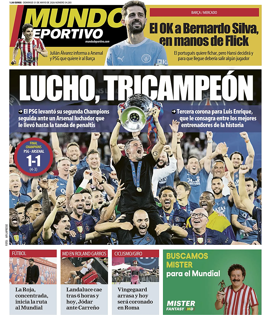 Prima pagina Mundo Deportivo di oggi - Edicola 31 Maggio 2026