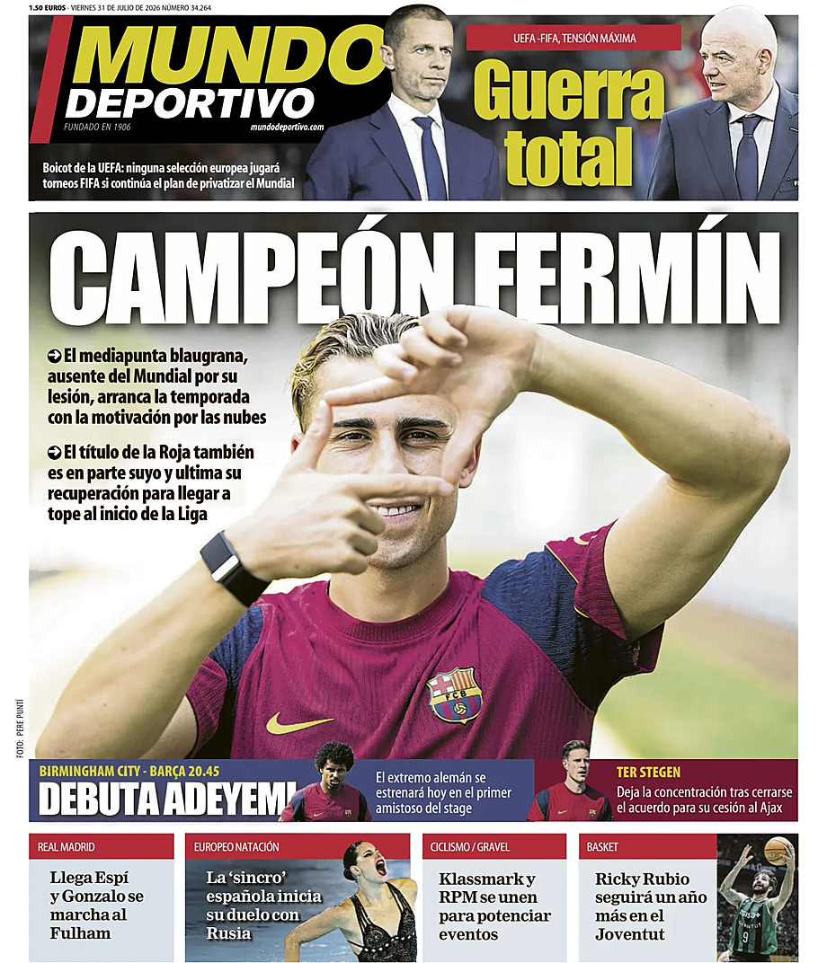 Portada Mundo Deportivo de hoy - Quiosco 31 julio 2026