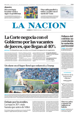 Prima pagina La Nacion di oggi - Quotidiano estero