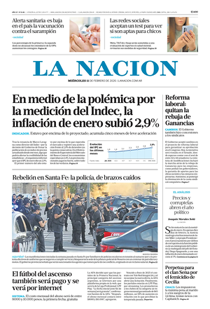 Prima pagina La Nacion di oggi - Quotidiano estero