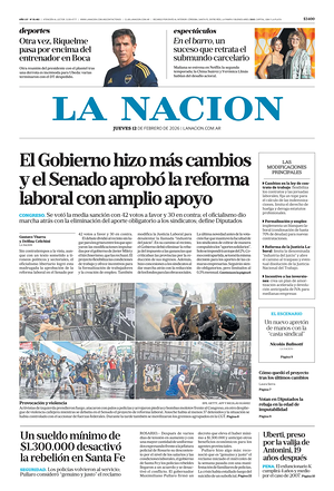 Prima pagina La Nacion di oggi - Quotidiano estero