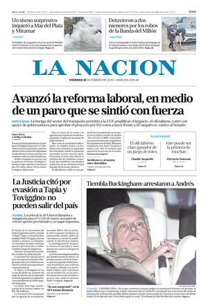 Prima pagina La Nacion di oggi - Quotidiano estero
