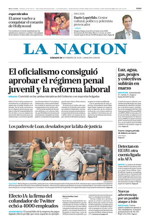 Prima pagina La Nacion di oggi - Quotidiano estero