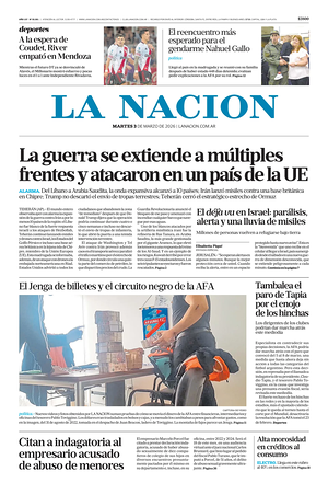 Prima pagina La Nacion di oggi - Quotidiano estero