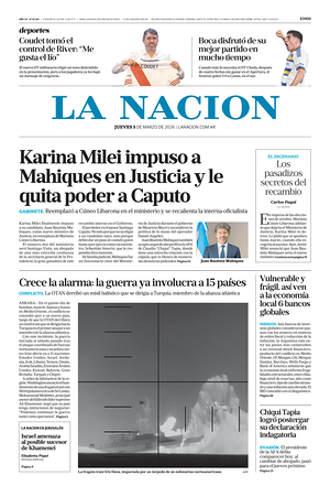 Prima pagina La Nacion di oggi - Quotidiano estero