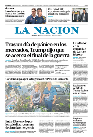 Prima pagina La Nacion di oggi - Quotidiano estero