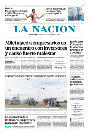 Prima pagina La Nacion di oggi - Quotidiano estero