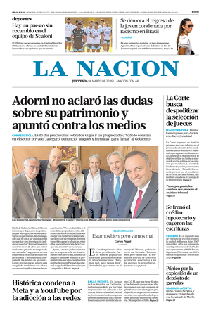 Prima pagina La Nacion di oggi - Quotidiano estero