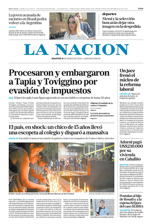 Prima pagina La Nacion di oggi - Quotidiano estero
