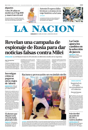 Prima pagina La Nacion di oggi - Quotidiano estero