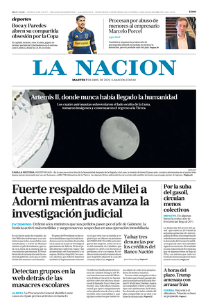Prima pagina La Nacion di oggi - Quotidiano estero