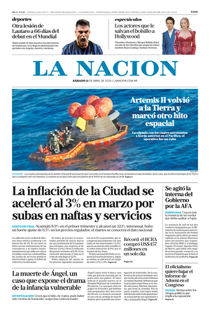 Prima pagina La Nacion di oggi - Quotidiano estero