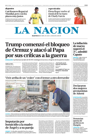 Prima pagina La Nacion di oggi - Quotidiano estero