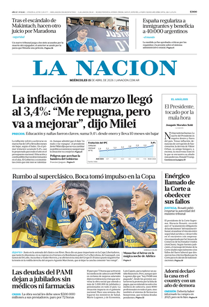 Prima pagina La Nacion di oggi - Quotidiano estero
