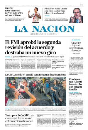 Prima pagina La Nacion di oggi - Quotidiano estero