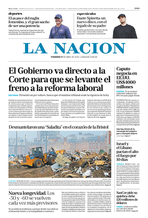 Prima pagina La Nacion di oggi - Quotidiano estero