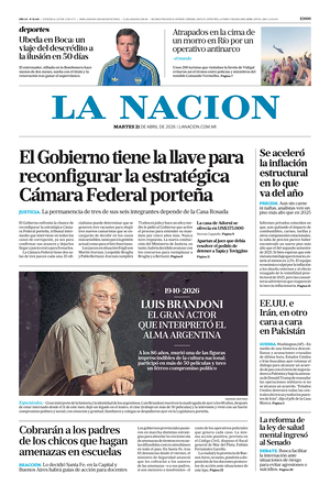 Prima pagina La Nacion di oggi - Quotidiano estero