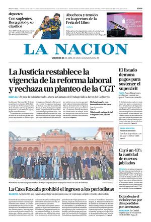 Prima pagina La Nacion di oggi - Quotidiano estero
