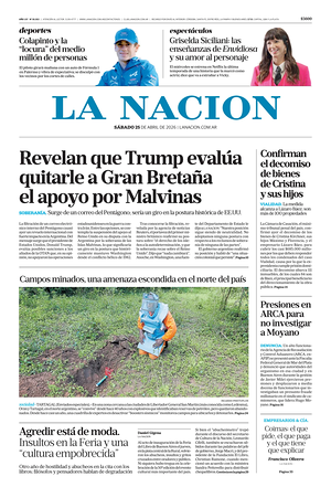 Prima pagina La Nacion di oggi - Quotidiano estero