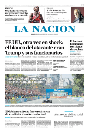 Prima pagina La Nacion di oggi - Quotidiano estero