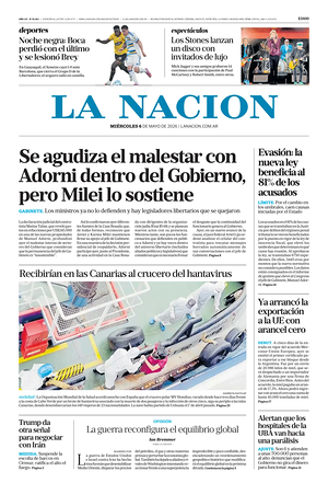 Prima pagina La Nacion di oggi - Quotidiano estero