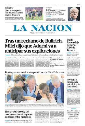 Prima pagina La Nacion di oggi - Quotidiano estero