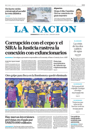 Prima pagina La Nacion di oggi - Quotidiano estero