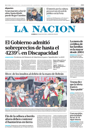 Prima pagina La Nacion di oggi - Quotidiano estero
