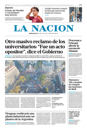 Prima pagina La Nacion di oggi - Quotidiano estero